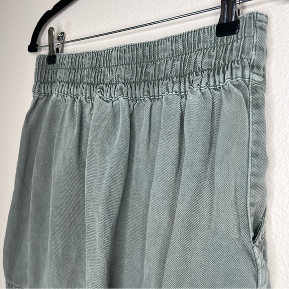 Aerie Washed Olive Green Linen & Lyocell Button Front Mini Skirt Sz S - Picture 12 of 13